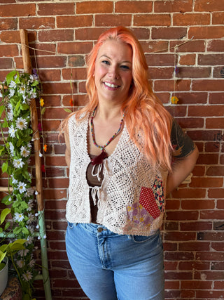 OOAK Spring Collection - Size XXL 100% Cotton Upcycled Patchwork Mandala Vest