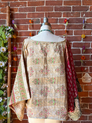OOAK Summer Collection - Reversible Cosmic Drift Kantha Poncho Top - 2 Tops in 1