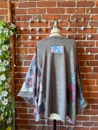 OOAK Winter Collection - Upcycled Kantha Flower Patch Patchwork Poncho Style Top 🌼