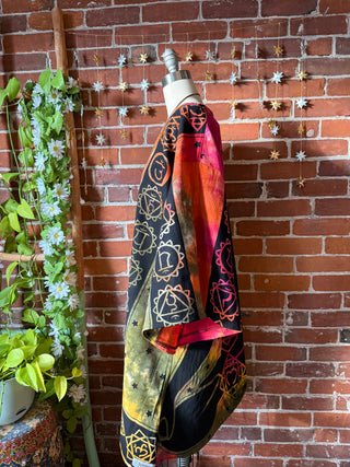 OOAK Autumn Collection - Upcycled Tapestry Chakra Tie Dye Bell Sleeve Robe