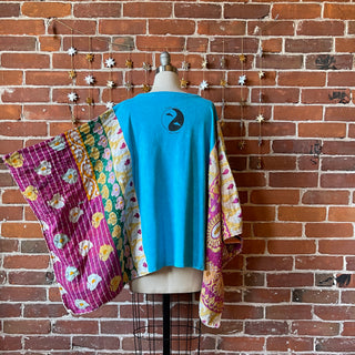 Upcycled Ocean Minded Kaua'i Kantha Poncho Top