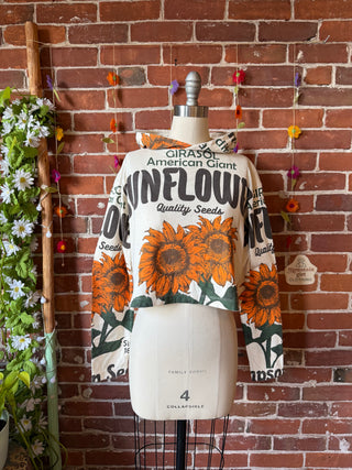 Cotton Sun Flower Cropped Hoodie Sweatshirt - Fair Trade Made