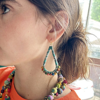 Wrapped Kantha Teardrop Earrings -Fair Trade Made