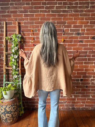 Driftwood Linen Drape Poncho Top - Made in Italy - 3 Colors Available