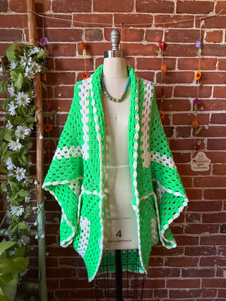 OOAK Autumn Collection- Vintage Crochet Granny Square Cocoon Shawl