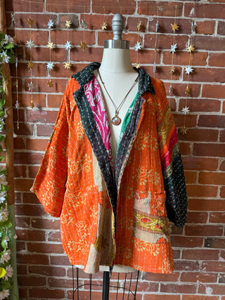 OOAK Autumn Collection - Upcycled Pink Floyd Inspired Vintage Kantha Jacket