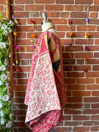 Cosmic Drift Reversible Kantha Poncho Top