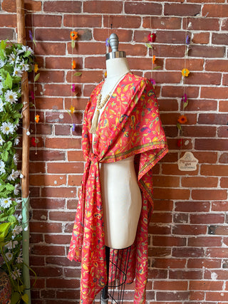 Summer Dreams 100% Silk Poncho Robe- Fair Trade Made