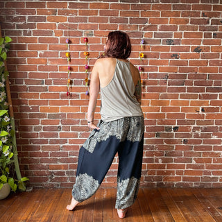 Wheel of Life Flowy Harem Pants- Black