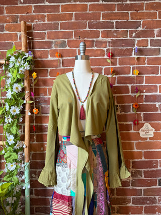 Olive Nova Bell Sleeve 100% Cotton Wrap Top - Fair Trade Made
