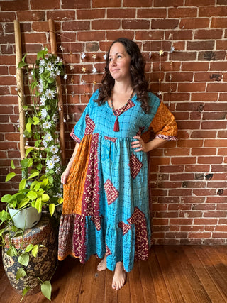Coffee In The Morning Kantha Dress - Fits up to 3X