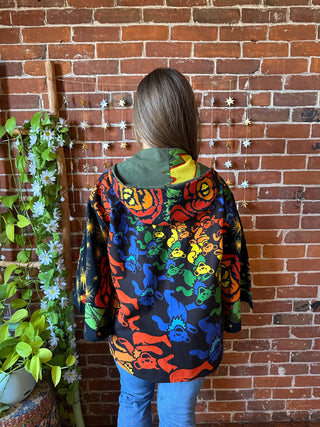 OOAK Autumn Collection - Upcycled Grateful Dead Inspired Mix Fabric Bell Sleeve Robe