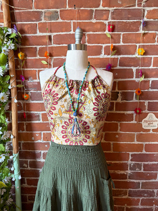 Size 14-20 In Bloom Reversible Kantha Halter Top - 100% Cotton - Fair Trade Made