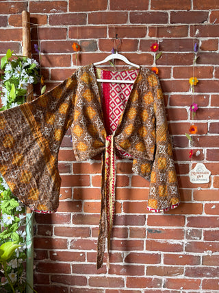 Free Size Nova Kantha Bell Sleeve Wrap Top