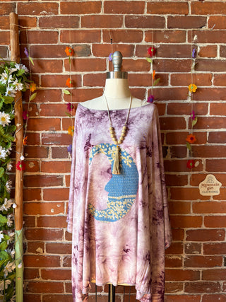 OOAK Spring Collection - Callisto Kantha Crescent Moon Tunic Poncho Top