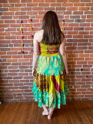 Size 0-12 Upcycled Sari Patchwork Skirt / Dress