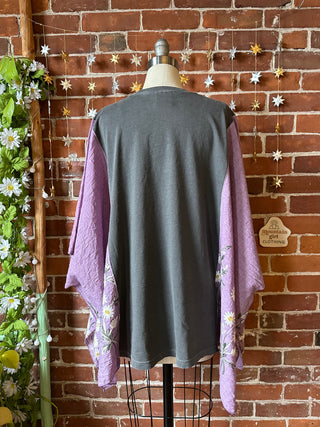 Upcycled Stevie Wild Heart Inspired Purple Daisy Embroidered Poncho