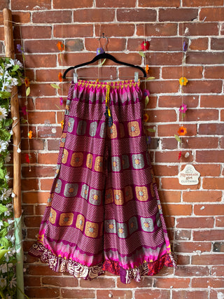 Festival Drift Wide Leg Recycled Sari Lounge Pants - Free Size - Fair Trade Made