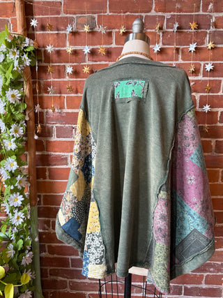 OOAK Winter Collection - Upcycled Kantha Flower Patch Patchwork Poncho Style Top 🌼