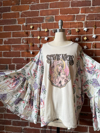 Stevie Nicks Inspired Mystical Botanical Flowy Bell Sleeve Top