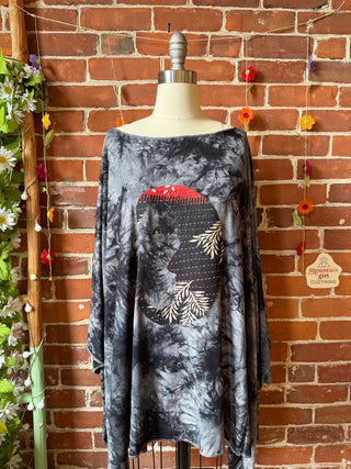 OOAK Spring Collection - Callisto Kantha Crescent Moon Tunic Poncho Top