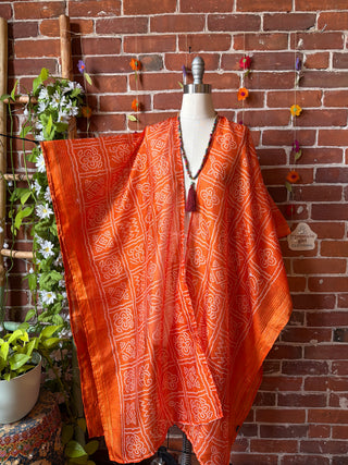 Summer Dreams 100% Silk Poncho Robe- Fair Trade Made