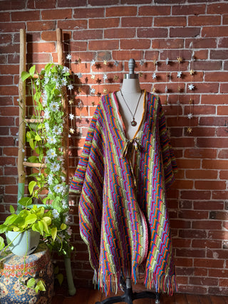 OOAK Winter Collection - Rainbow Dreamer Fringe Wearable Blanket Robe