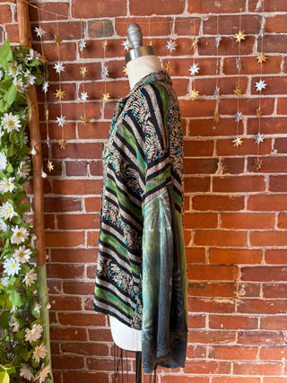 OOAK Autumn Collection- Size Large Flowy Boho Bell Sleeve Button Up Top
