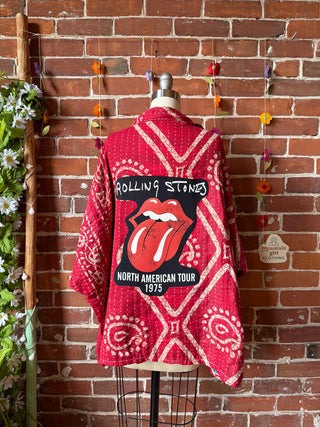 OOAK Summer Collection - Upcycled The Rolling Stones inspired Vintage Kantha Jacket