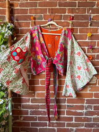 Nova Kantha Bell Sleeve Reversible Wrap Top - 100% Cotton - Fair Trade Made