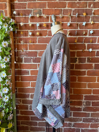 OOAK Winter Collection - Upcycled Kantha Flower Patch Patchwork Poncho Style Top 🌼