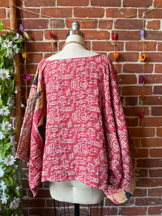 Cosmic Drift Reversible Kantha Poncho Top
