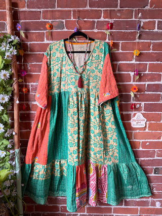 Coffee In The Morning Kantha Dress - Fits up to 3X