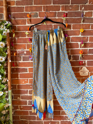 Festival Drift Wide Leg Recycled Sari Lounge Pants - Free Size - Fair Trade Made