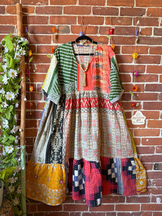 Coffee In The Morning Kantha Dress - Fits up to 3X