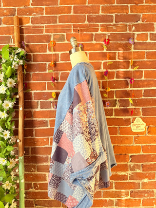OOAK Autumn Collection - Upcycled Flower Patch Patchwork Poncho Style Top 🌼