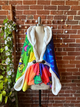 OOAK Autumn Collection- Grateful Dead Inspired Tie Dye Fleece Hooded Jacket
