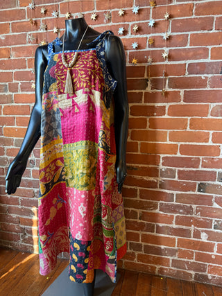 Patchwork Kantha Solstice Midi Dress