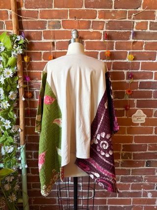 OOAK Spring Collection- Upcycled Elton John Inspired Kantha Poncho Tee