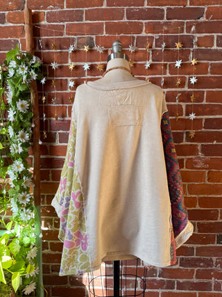 OOAK Winter Collection - Upcycled Kantha Flower Patch Patchwork Poncho Style Top 🌼