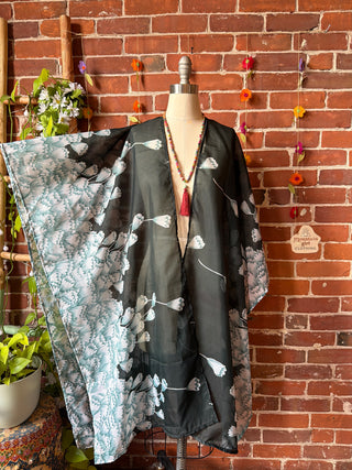Summer Dreams 100% Silk Poncho Robe- Fair Trade Made