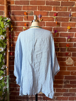 Nomad Linen Drape Faux Wrap Top - Made in Italy
