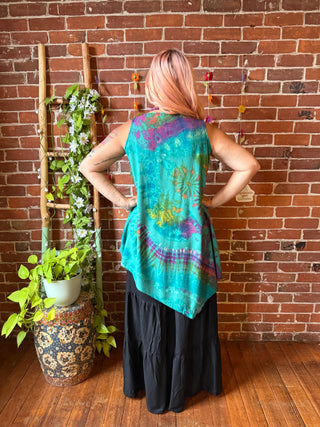 Jade Moon Tie Dye Layered Festival Tank Top - Fair Trade Made - Final Sale