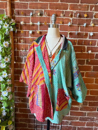 OOAK Autumn Collection - Upcycled Grateful Dead Inspired Vintage Kantha Jacket