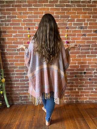 The Softest Farmers Market Fringe Poncho - Earthy Mauve + Lavender