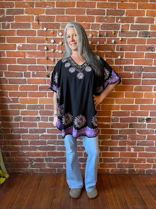 Artemis Batik Long Tunic Top - Purple