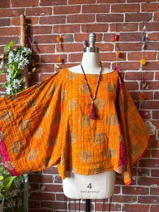 OOAK Summer Collection - Reversible Cosmic Drift Kantha Poncho Top - 2 Tops in 1