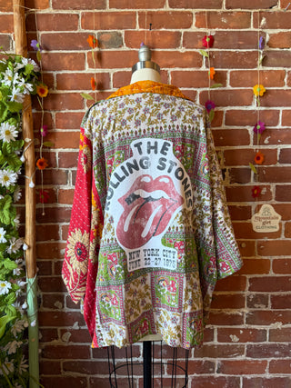 OOAK Summer Collection - Upcycled Rolling Stones Inspired Vintage Kantha Jacket