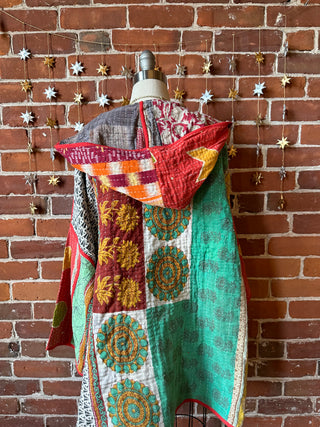 Willow Reversible Kantha Hooded Patchwork Jacket