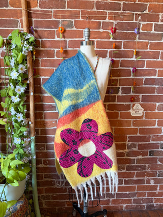OOAK Autumn Collection- Upcycled Flower Kantha Patchwork Soft Oversized Scarf